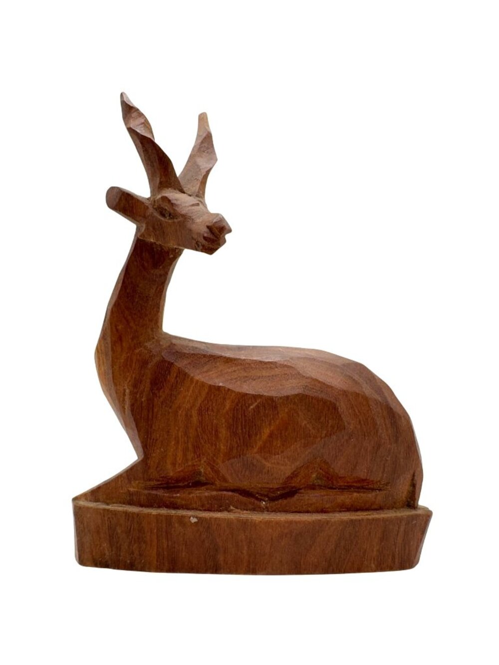 Hand-Carved Wooden Gazelle Figurine Rustic Animal Sculpture 4" Vtg